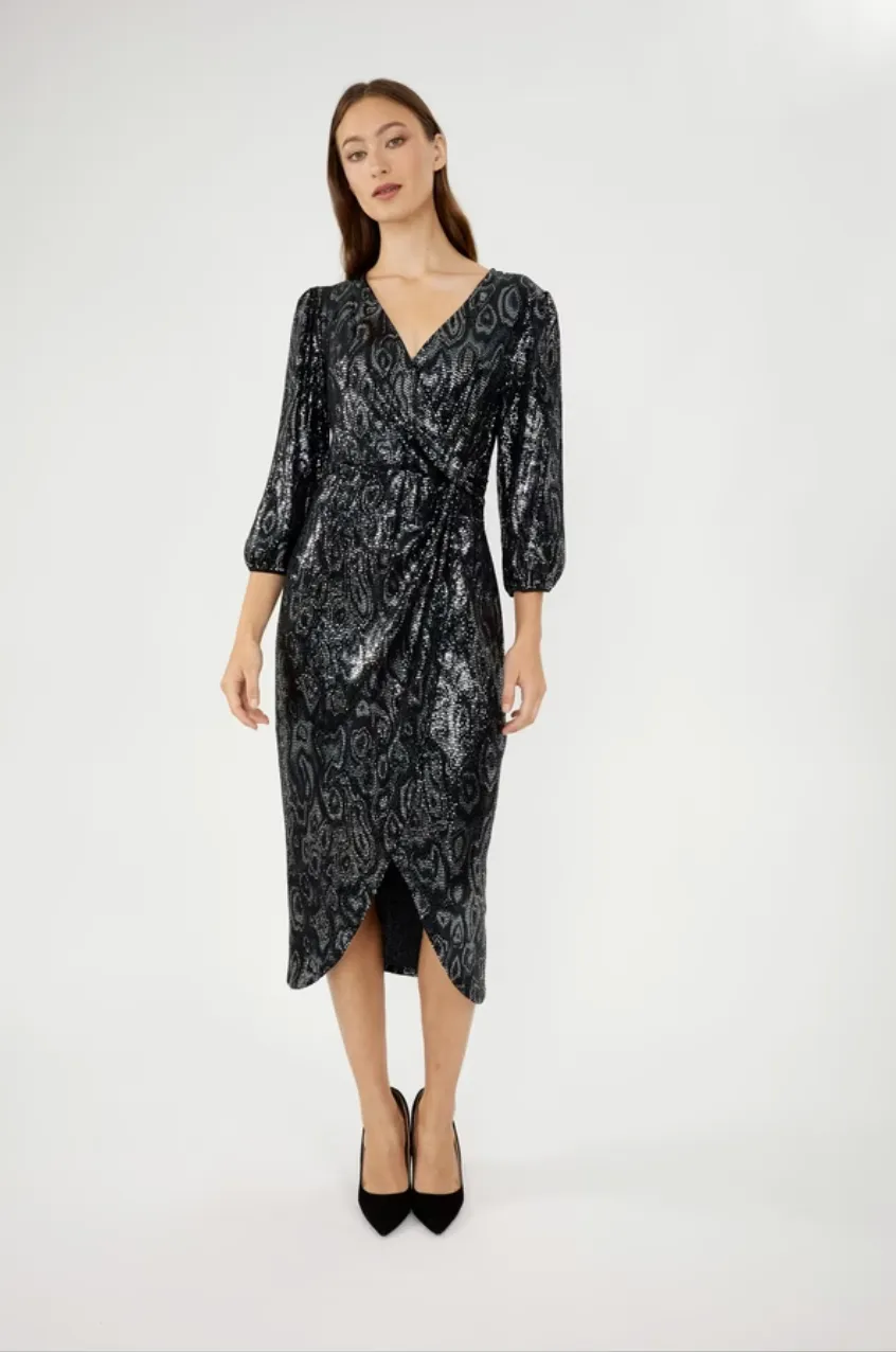 Formal Abstract Wrap Dress