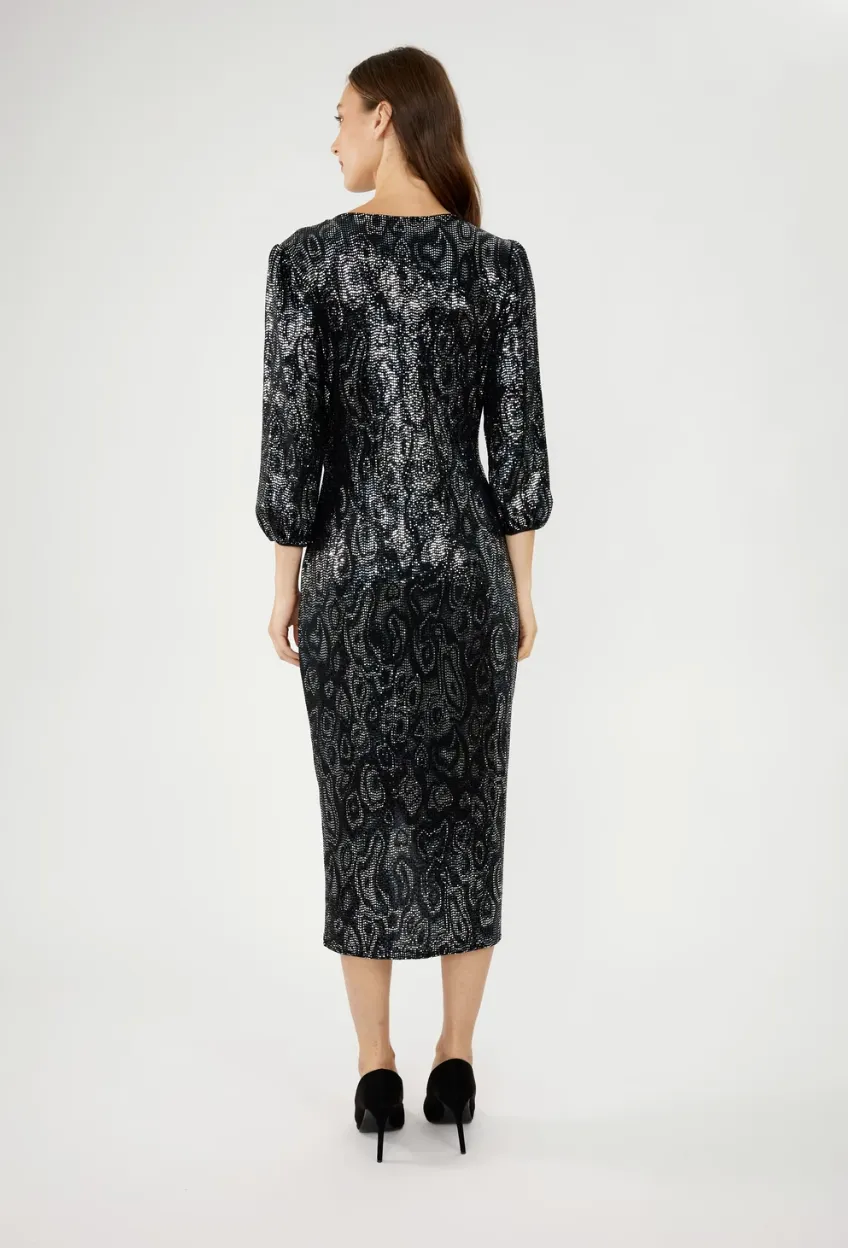 Formal Abstract Wrap Dress