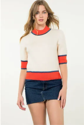 Ginger Short Sleeve Colorblock Knit Top: THML