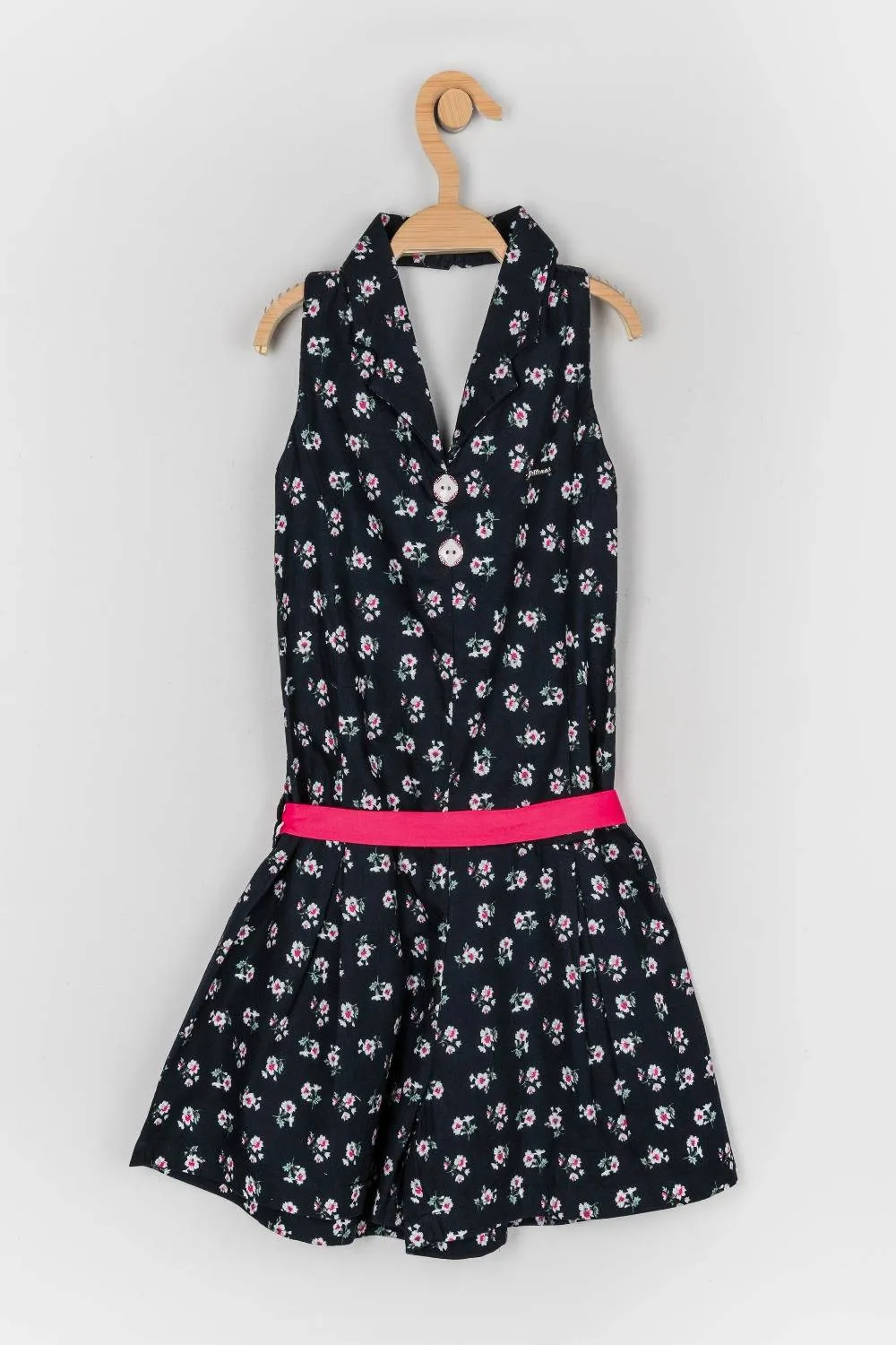 Girls Printed Jumpsuit With Belt 11153