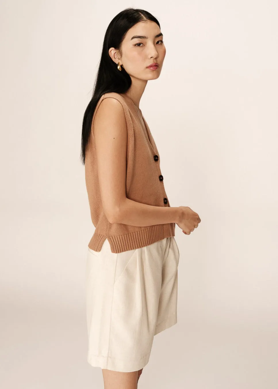 Grace & Mila Pancake gilet gebreid Camel