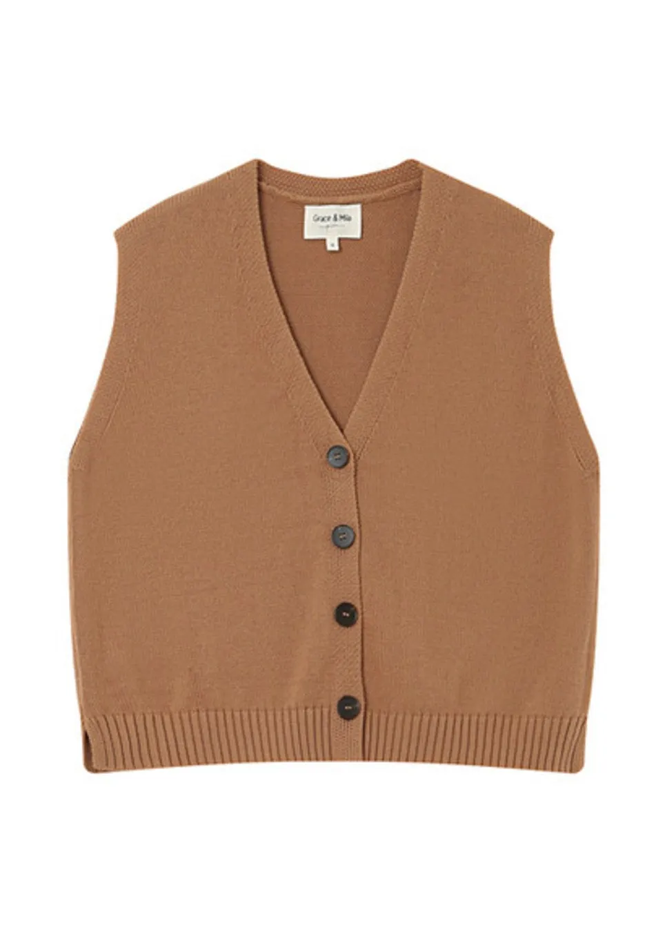 Grace & Mila Pancake gilet gebreid Camel