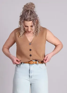 Grace & Mila Pancake gilet gebreid Camel