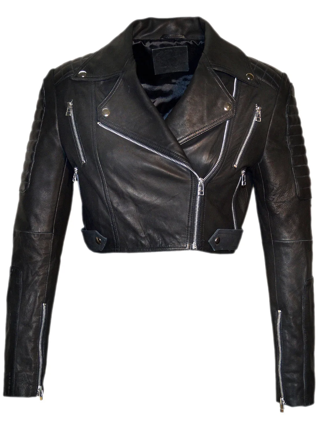 Hand made Short Cropped Bolero Style Leather Motorcycle Biker Women Jacket