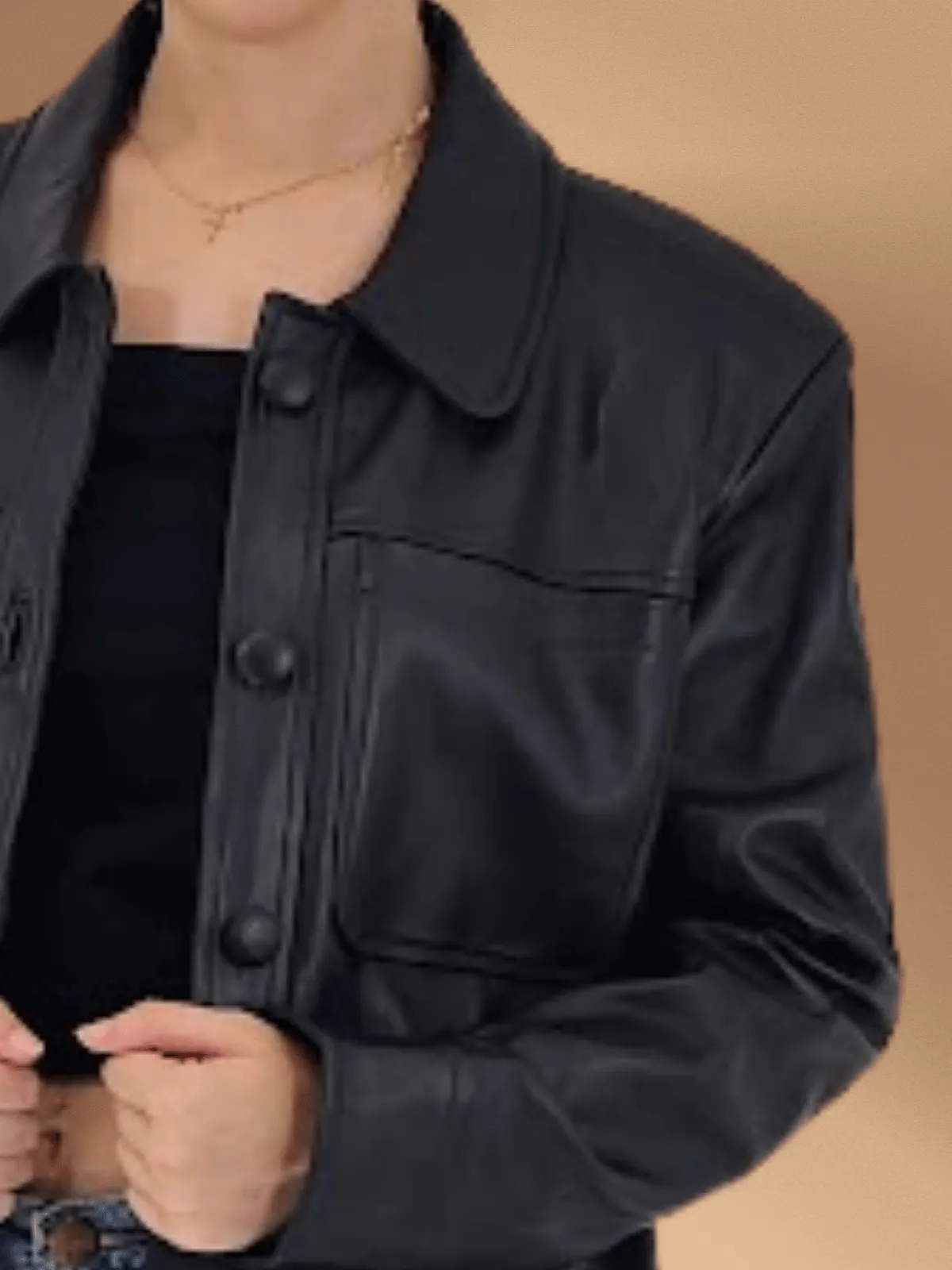 Handcrafted Oversized Women's Sheepskin Leather Jacket – Classic Black, Stylish & Versatile