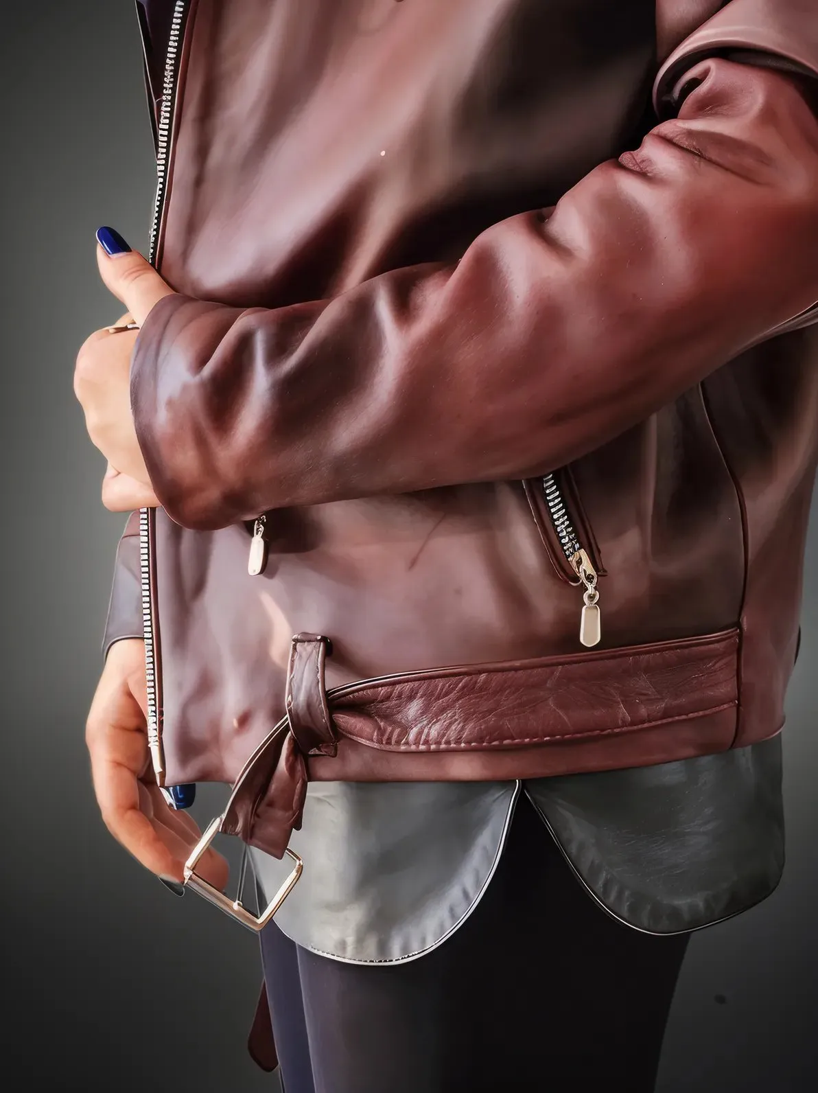 Handcrafted Women's Sheepskin Leather Biker Jacket – Premium Biker Style Burgundy