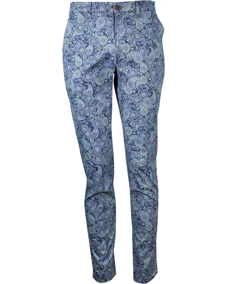Jack Luxe Paisley Chino Pant: Blue & Grass