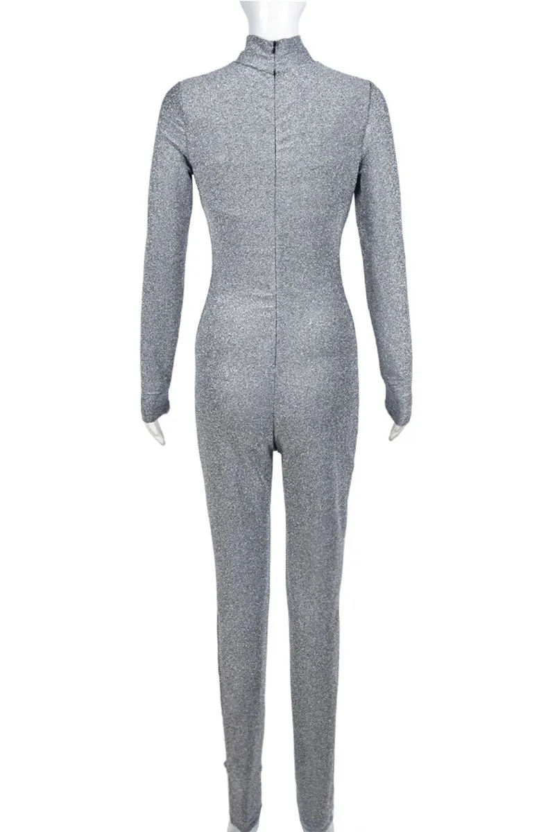 JH0428 Shiny Long Sleeve Jumpsuits
