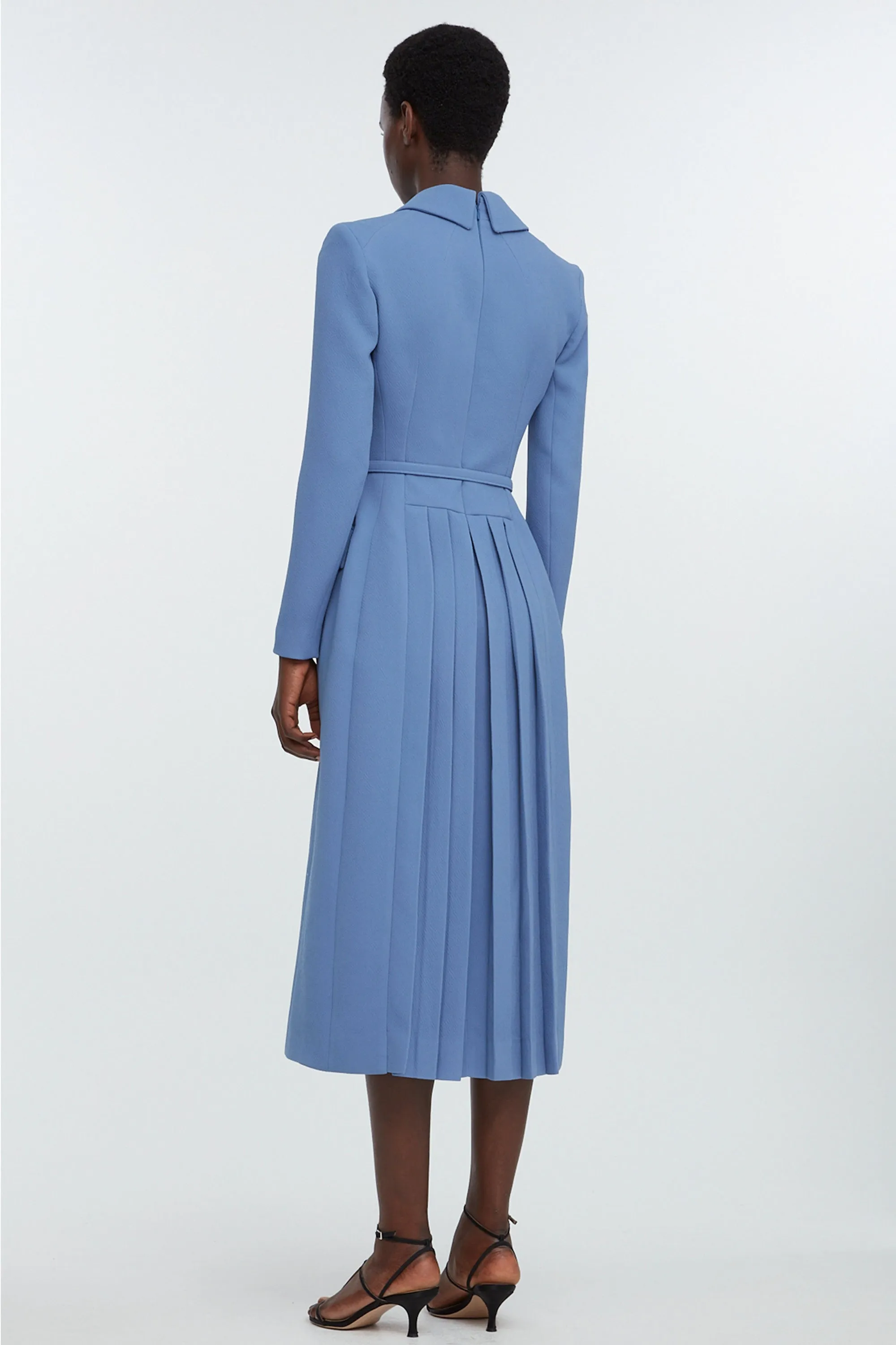 Kalonice Wrap Coat Dress In Indigo Double Crepe