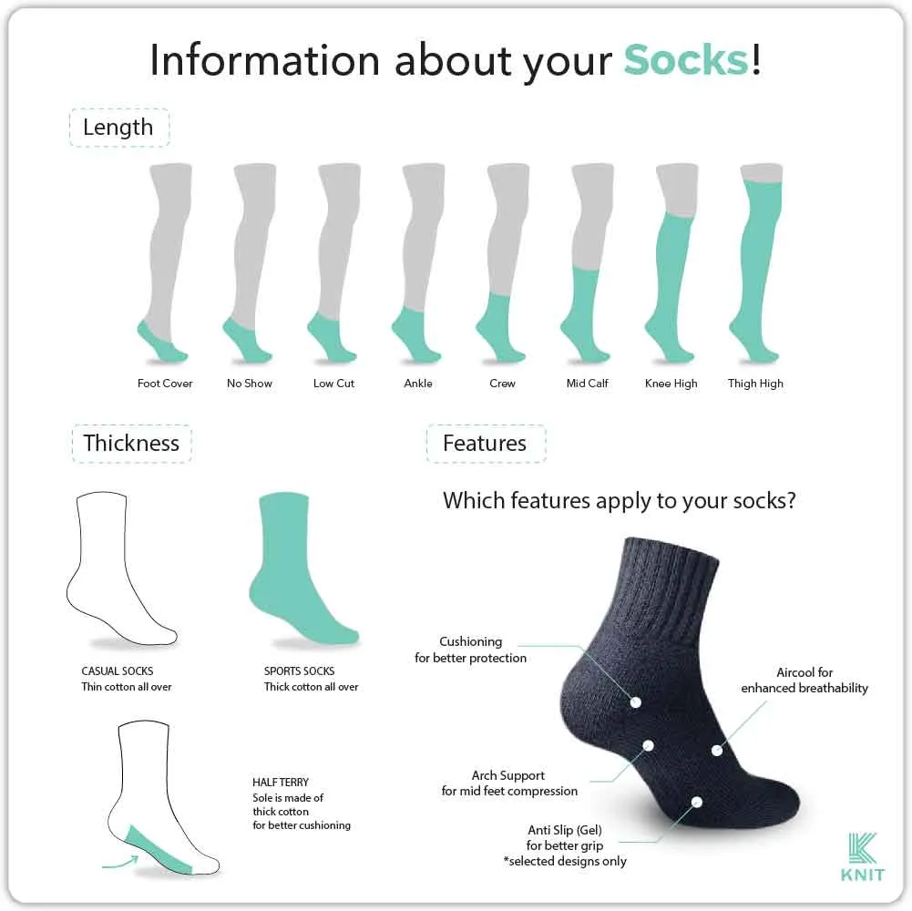 Knit Men's Cotton Light Performance Crew Socks 1 Pair KMC2417