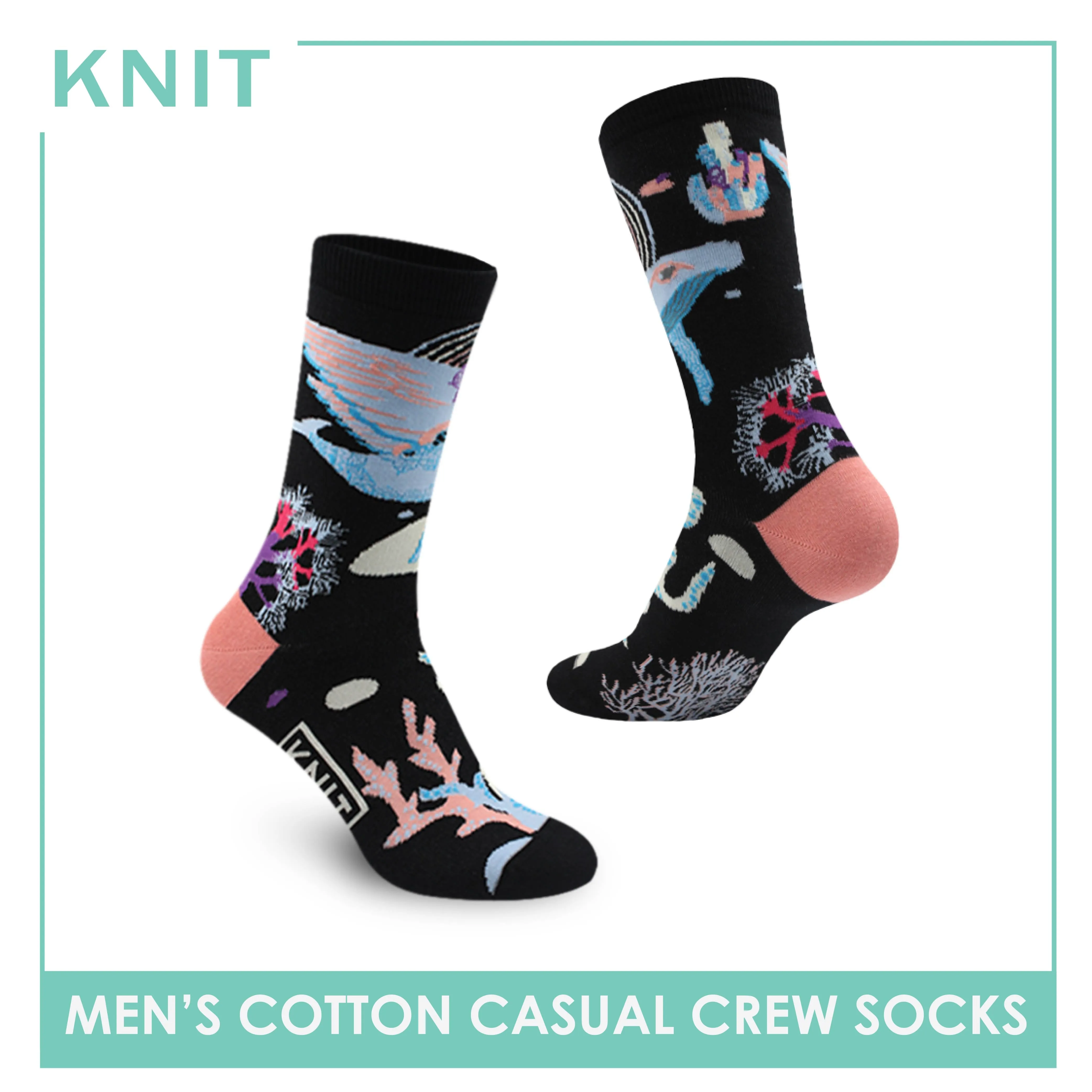 Knit Men's Cotton Light Performance Crew Socks 1 Pair KMC2417