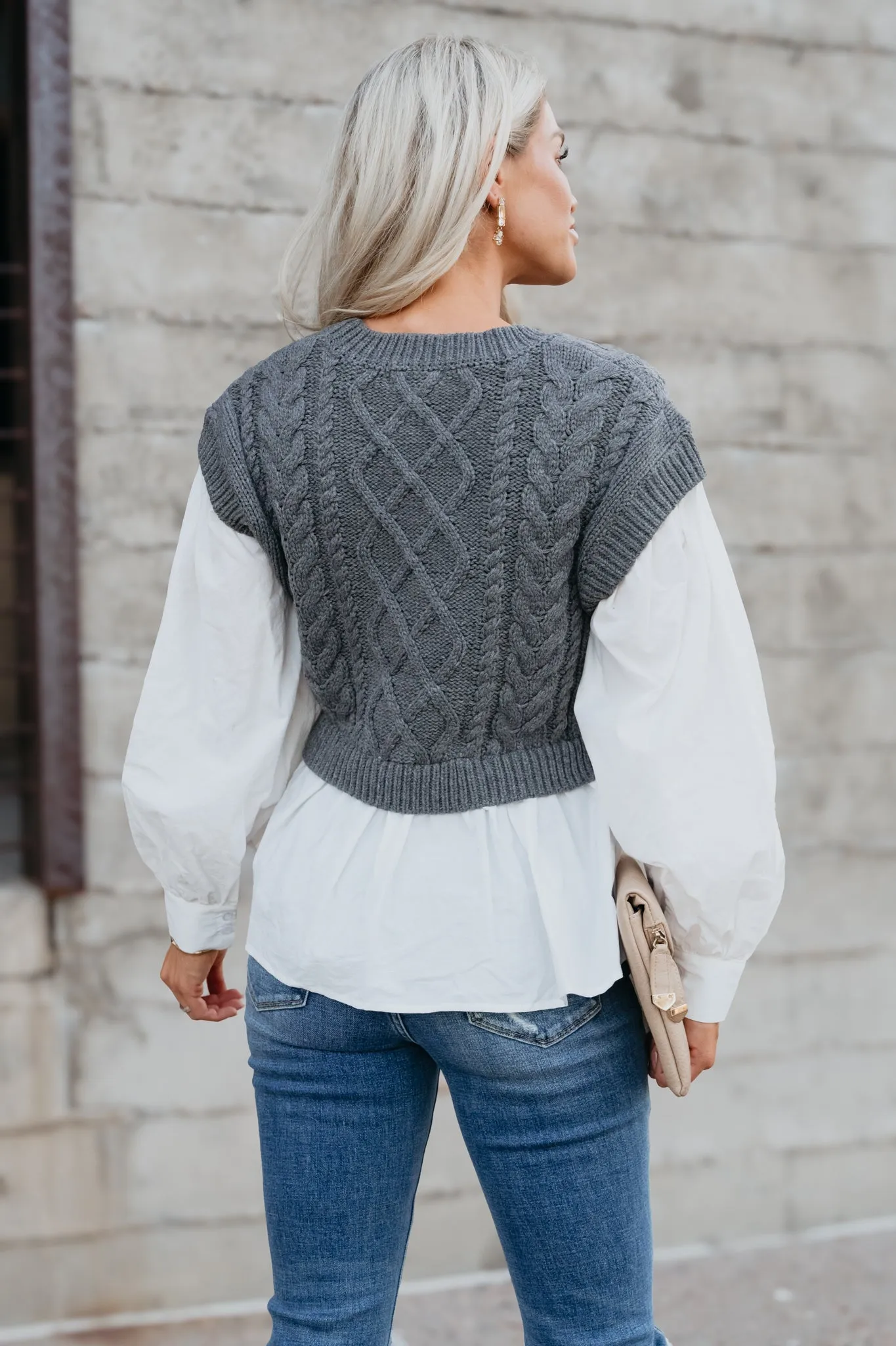 Knit Wit Vest Shirt - Grey