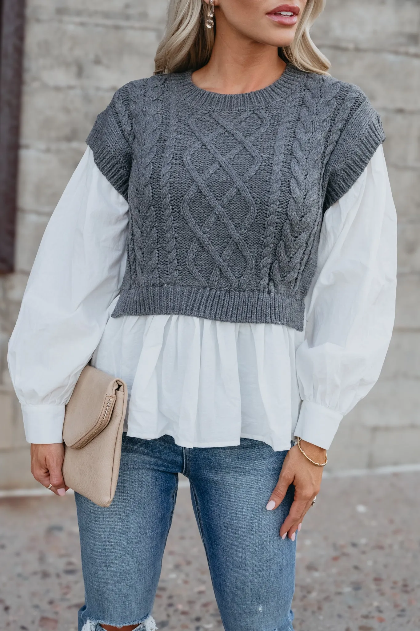 Knit Wit Vest Shirt - Grey