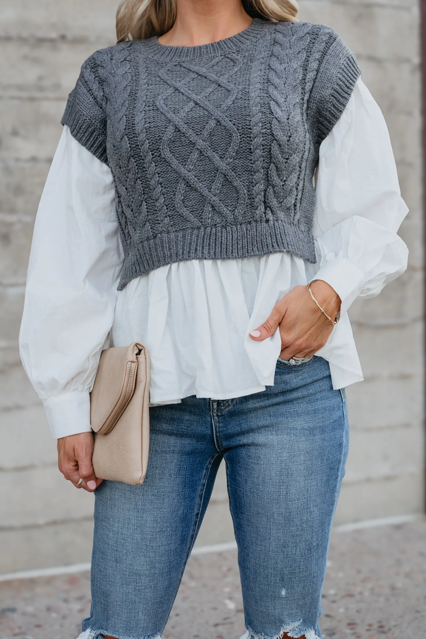 Knit Wit Vest Shirt - Grey