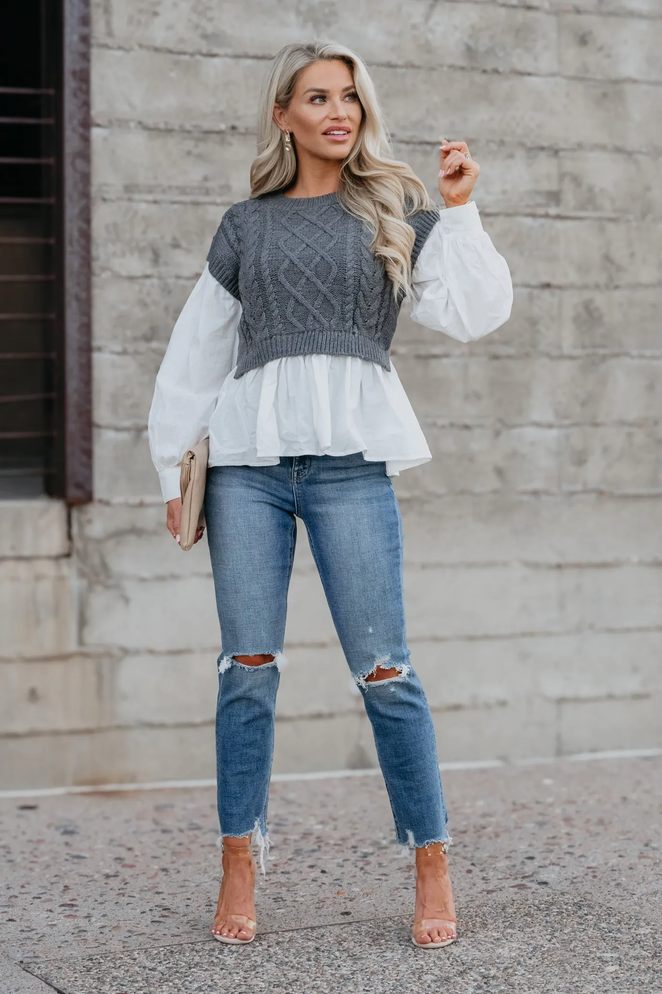 Knit Wit Vest Shirt - Grey