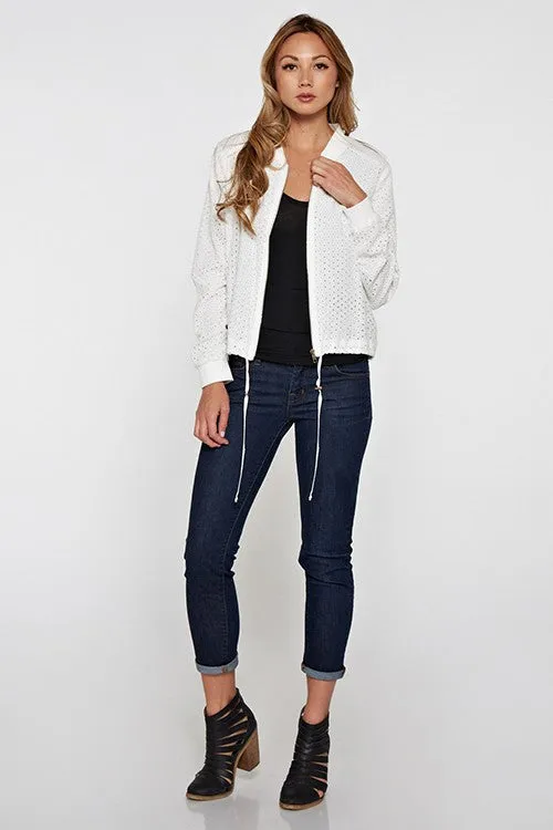 Long Sleeve Embroidered Bomber Jacket