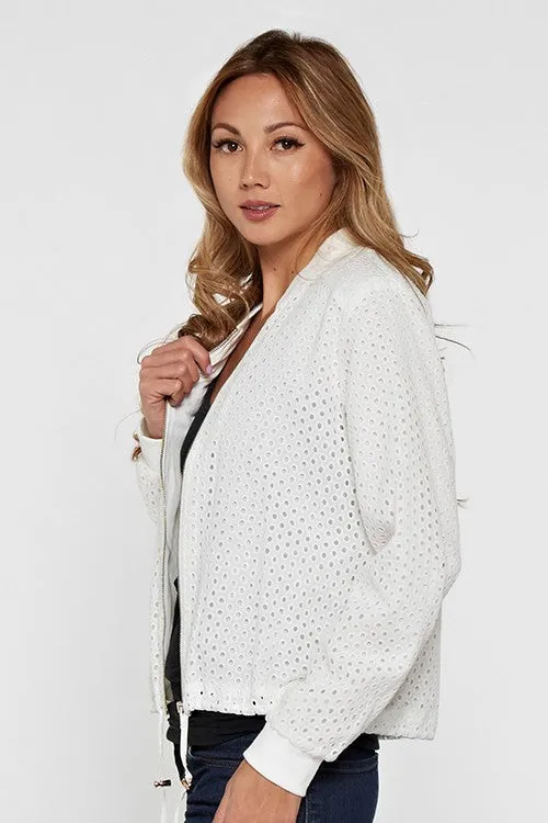 Long Sleeve Embroidered Bomber Jacket
