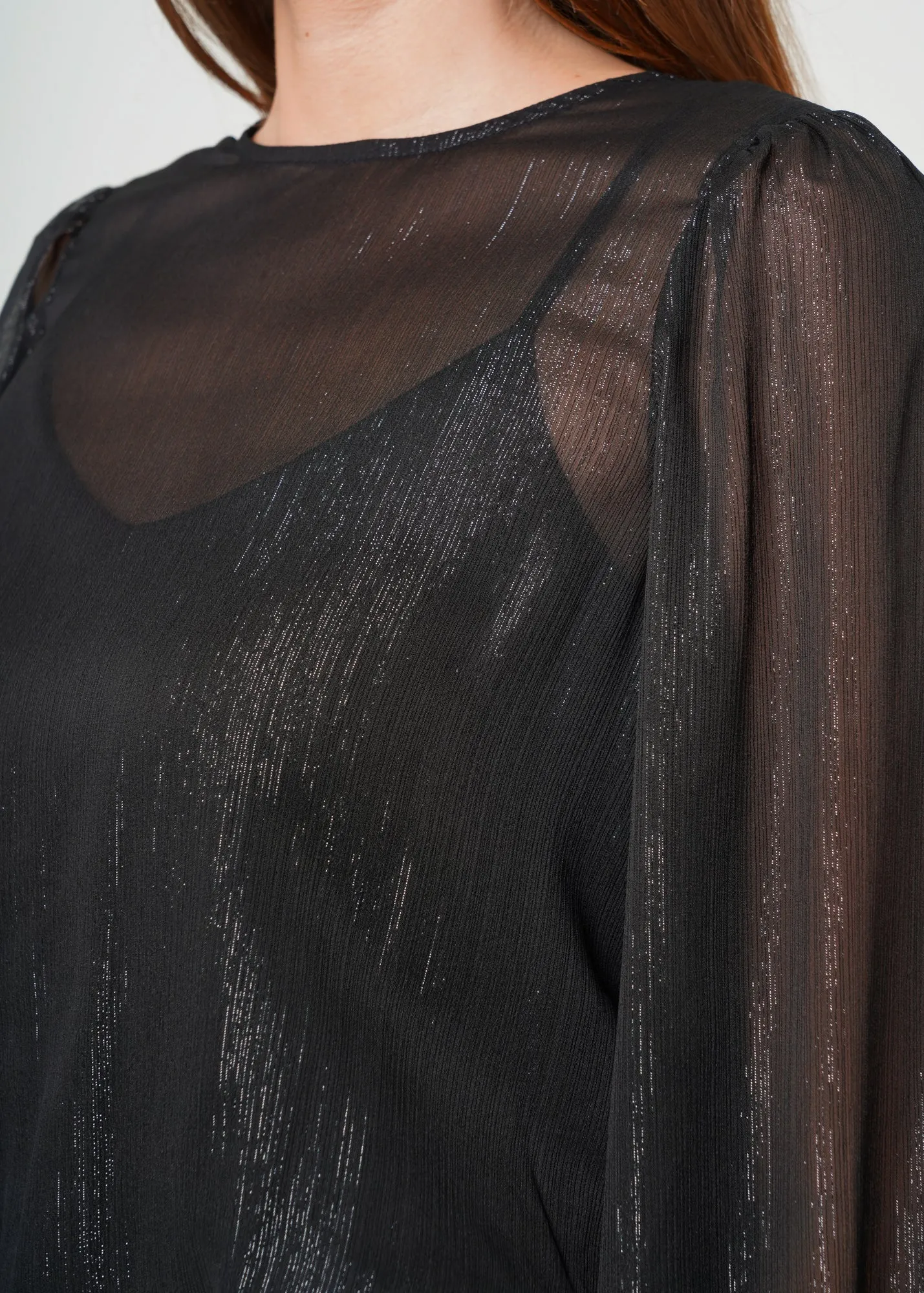 Lurex Yoryu Split Back Bodysuit In Black