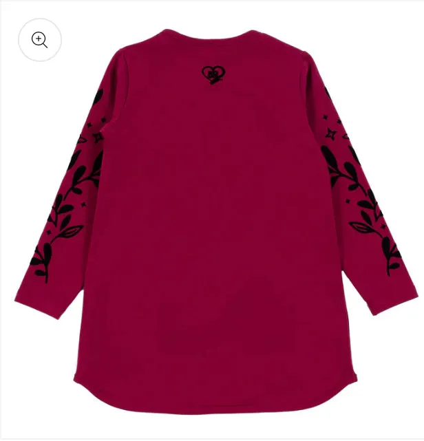 Magenta Knit Tunic with Velour Flowers -Nano