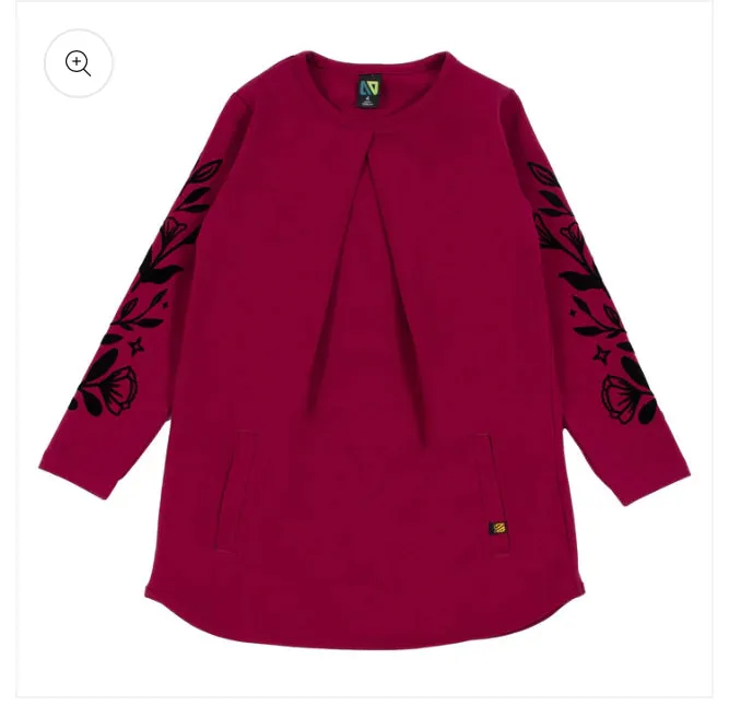 Magenta Knit Tunic with Velour Flowers -Nano