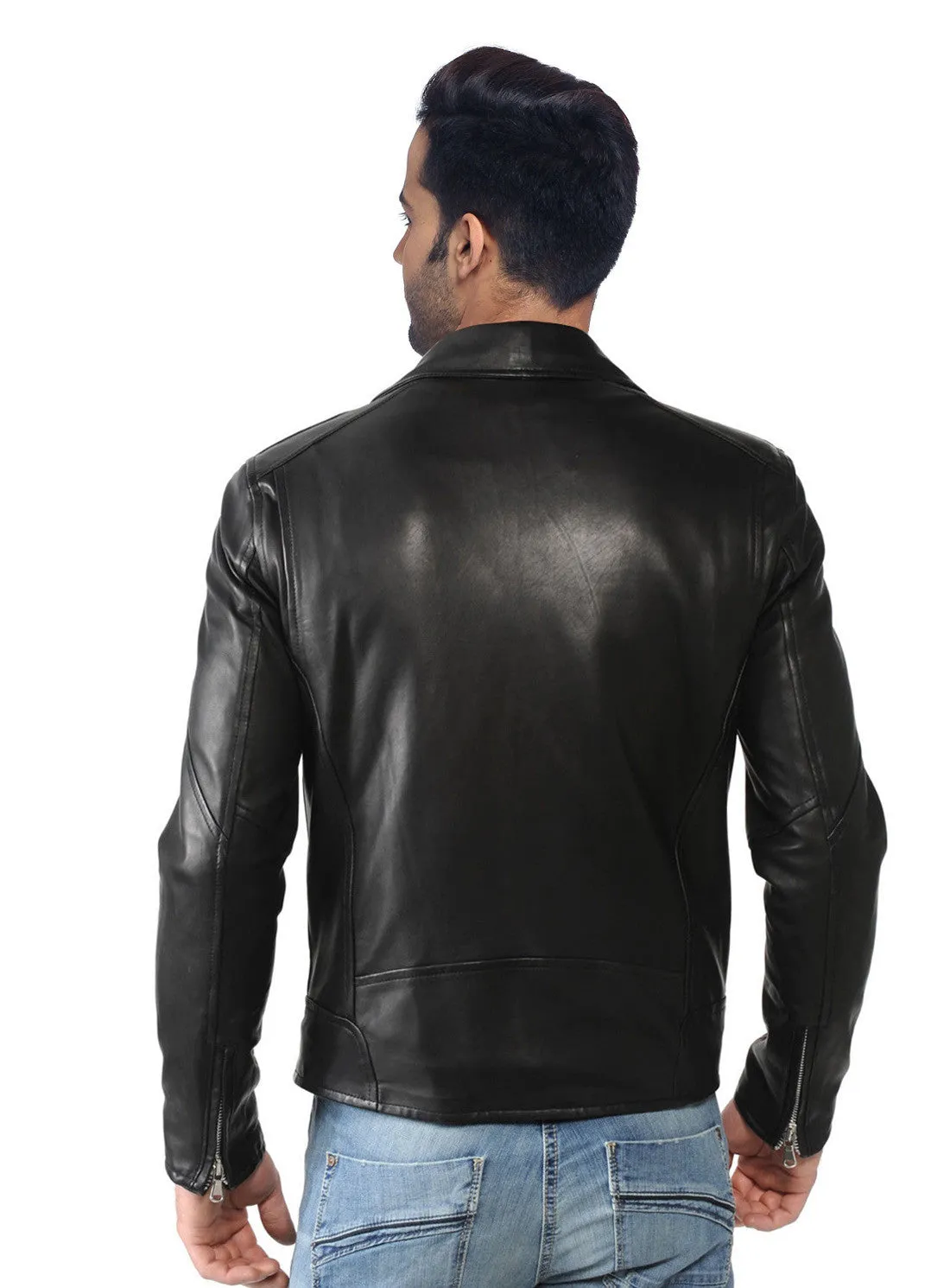Men Washed Waxed Casual Leather Jacket with Classic Fit