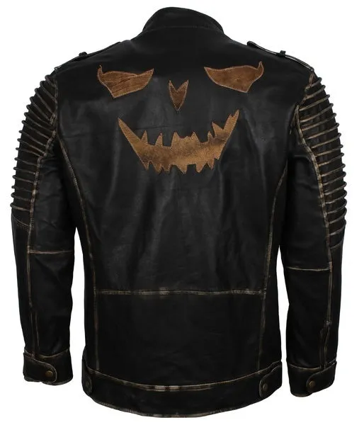 Men's Killing Joke Genuine Leather Jacket with Hood