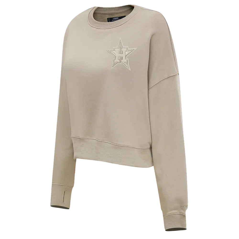 MLB HOUSTON ASTROS NEUTRAL WOMEN'S CREWNECK (TAUPE)