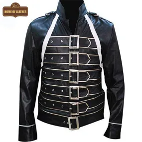 MMJ03 Freddie Mercury Wembley Concert Black Faux Leather Jacket