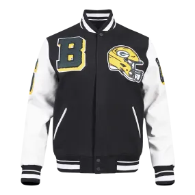 NFL GREEN BAY PACKERS MASHUP MEN'S RIB WOOL VARSITY JACKET | NFL WOOL JACKET