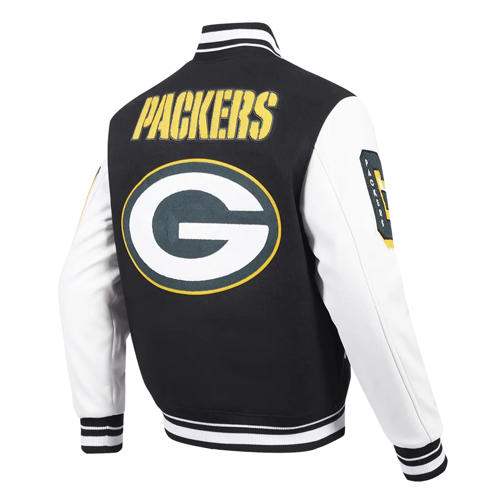 NFL GREEN BAY PACKERS MASHUP MEN'S RIB WOOL VARSITY JACKET | NFL WOOL JACKET