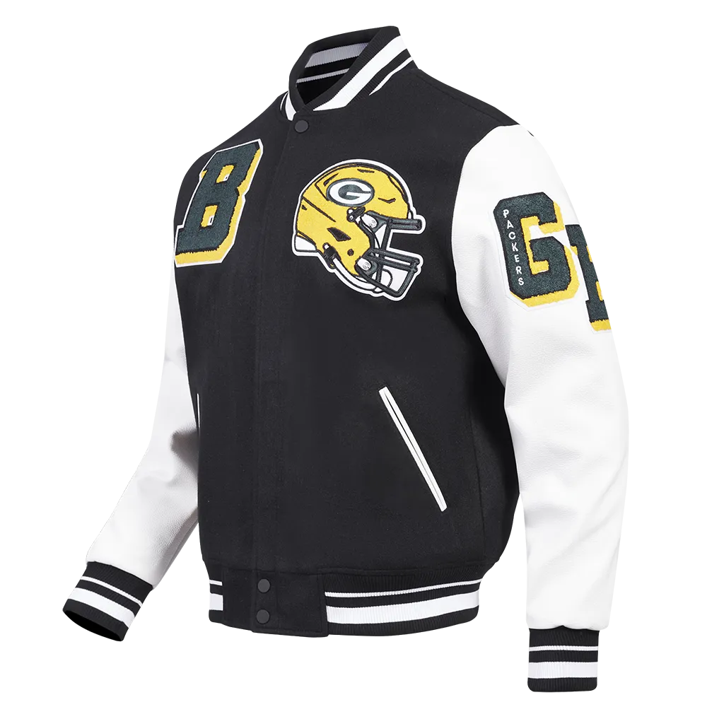 NFL GREEN BAY PACKERS MASHUP MEN'S RIB WOOL VARSITY JACKET | NFL WOOL JACKET