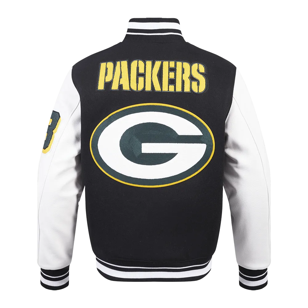NFL GREEN BAY PACKERS MASHUP MEN'S RIB WOOL VARSITY JACKET | NFL WOOL JACKET