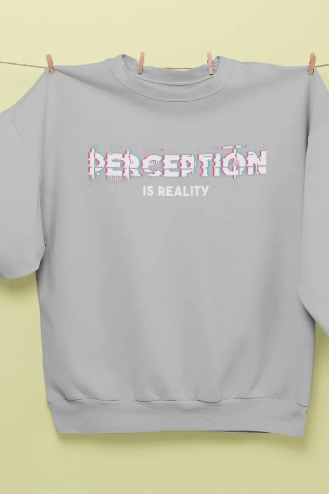 Perception is Reality Grey Melange Printed Sweatshirt for men