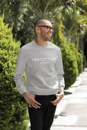 Perception is Reality Grey Melange Printed Sweatshirt for men
