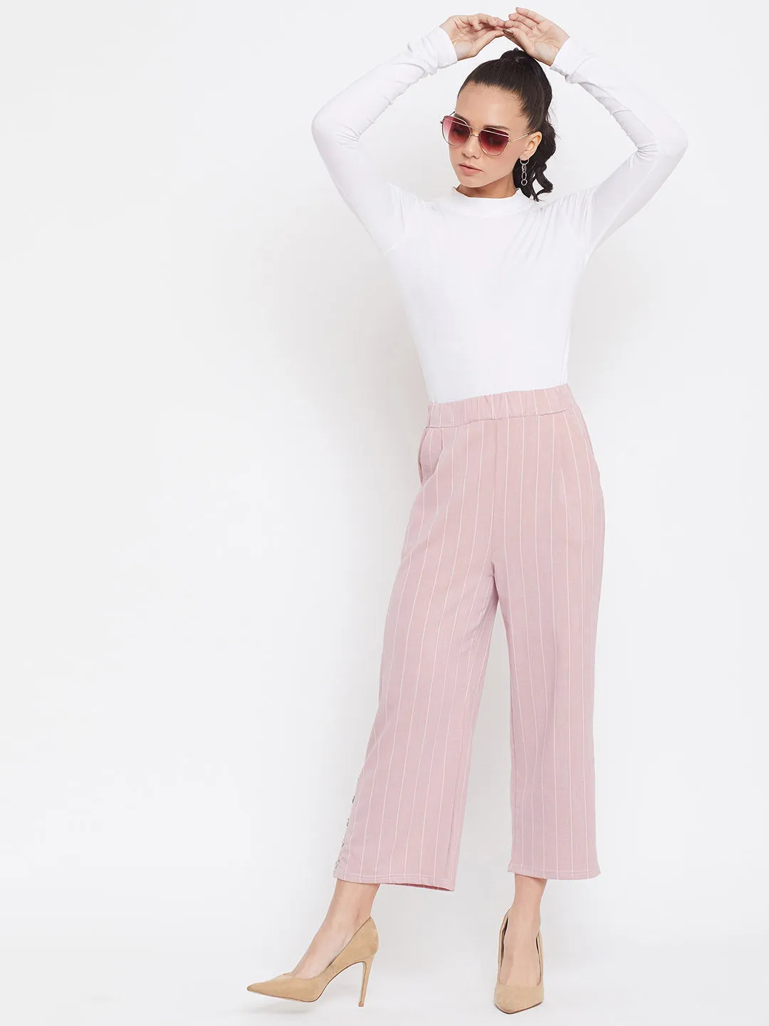 Pink Striped Culottes