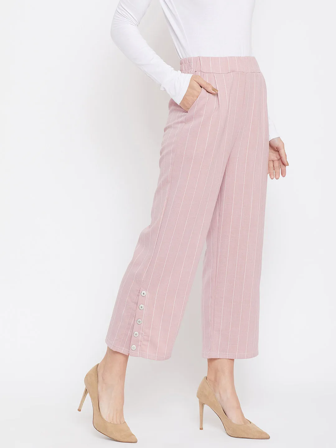 Pink Striped Culottes