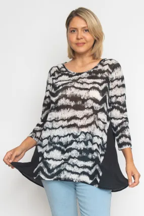 Plus Size black White Chiffon Tunic Top