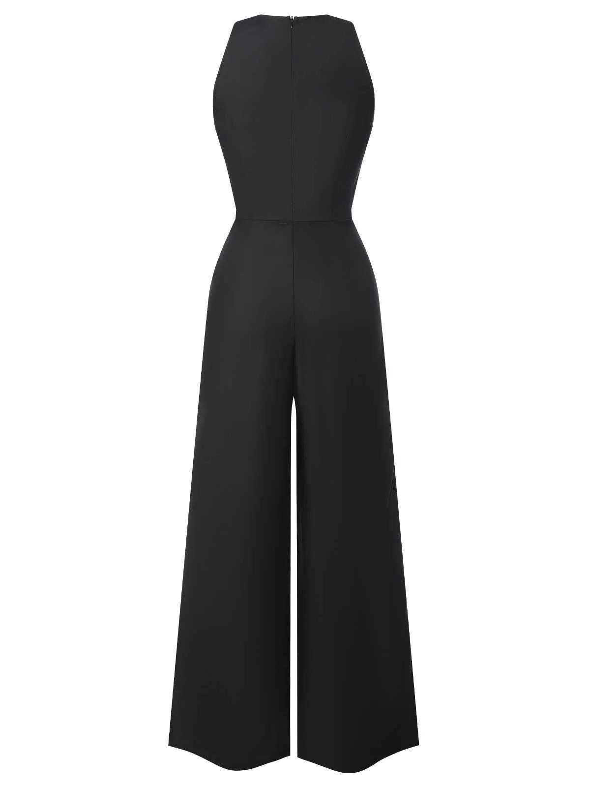 [Pre-Sale] Blue 1950s Sleeveless Buttoned Solid Jumpsuit