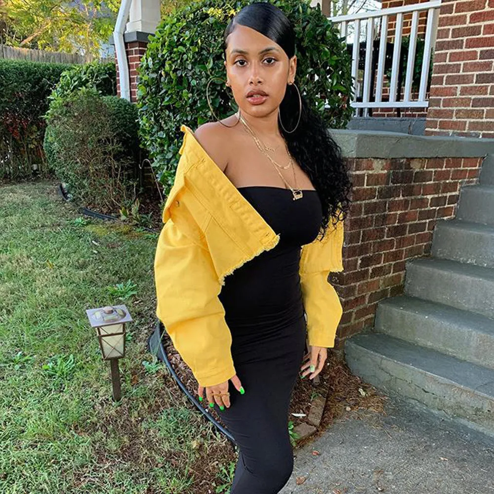 Pretty Litty fashion solid color Denim Jacket