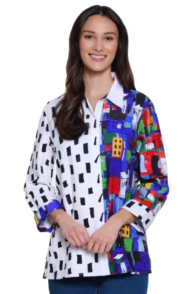 Reversible Knit Pop Over Tunic - Petite - City Print