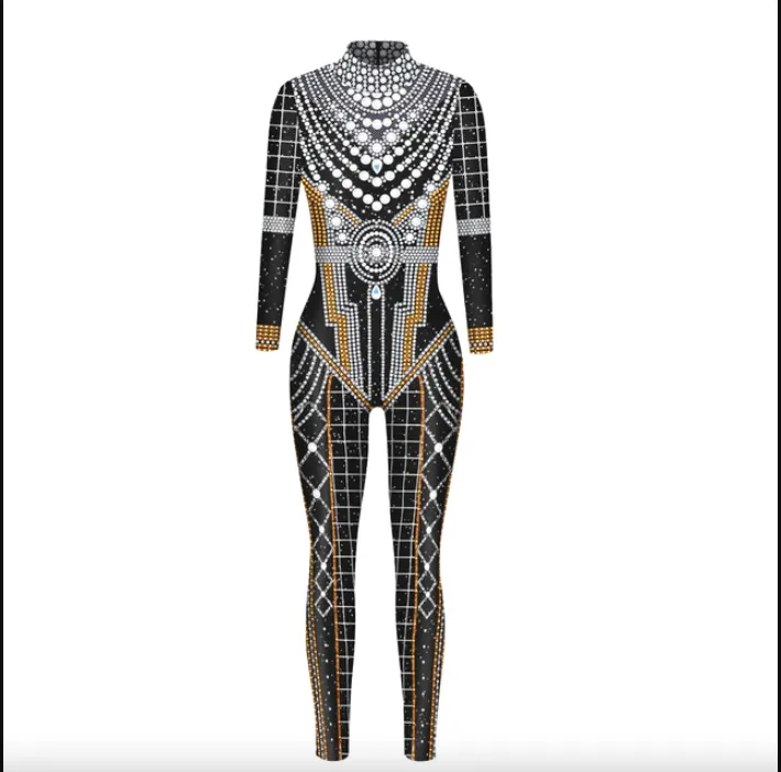 Rhinestone Jumpsuit Full Crystal Jumpsuit Venus Catsuit Leotard Costume Festival Party Outfit