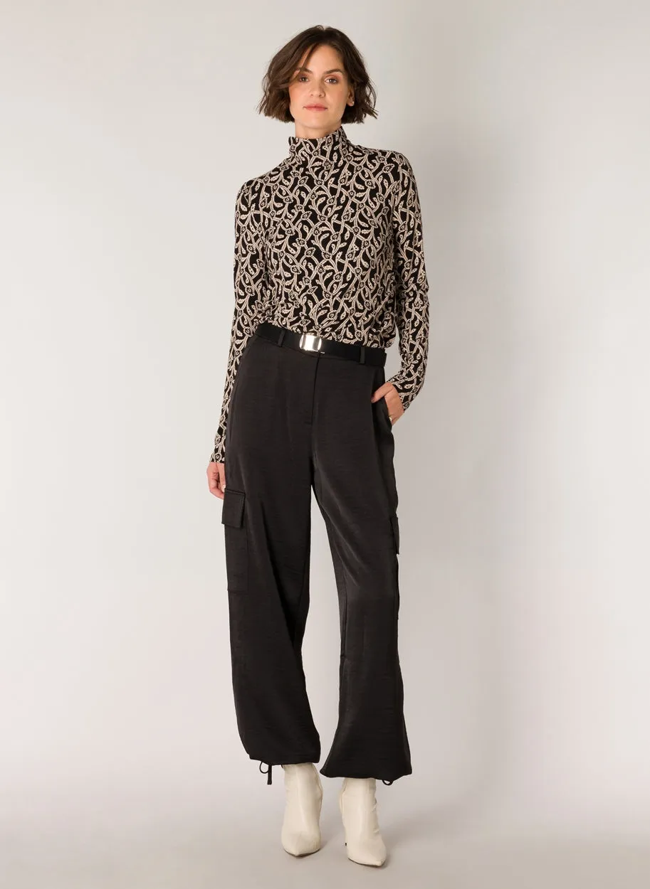 Sarah Satin Cargo Pants