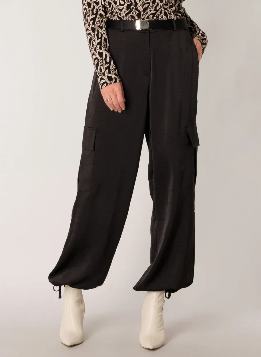 Sarah Satin Cargo Pants