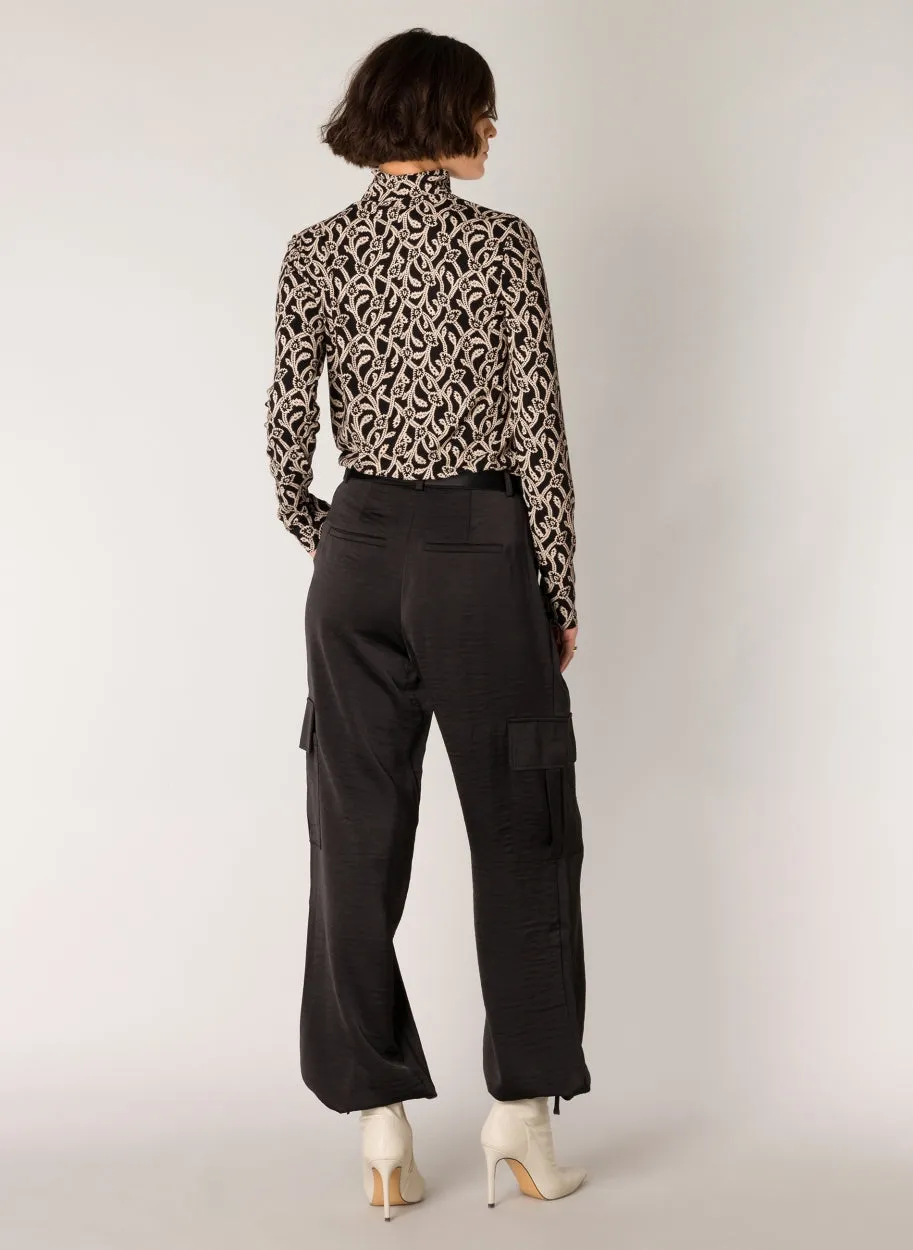 Sarah Satin Cargo Pants