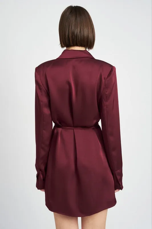 Satin WRAPPED BLAZER MINI DRESS