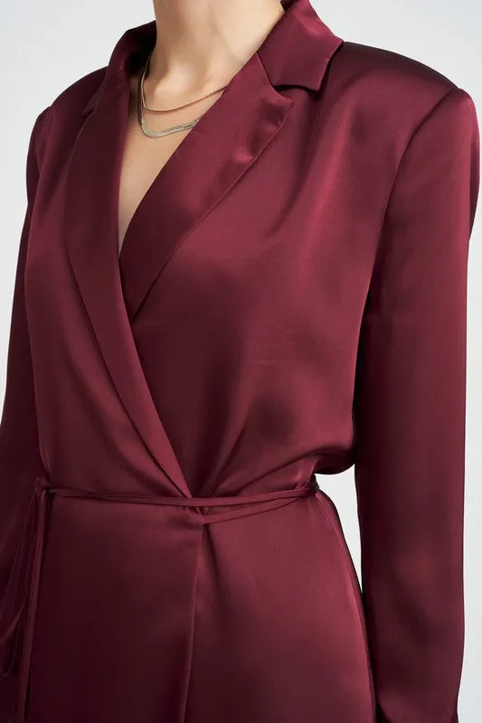 Satin WRAPPED BLAZER MINI DRESS