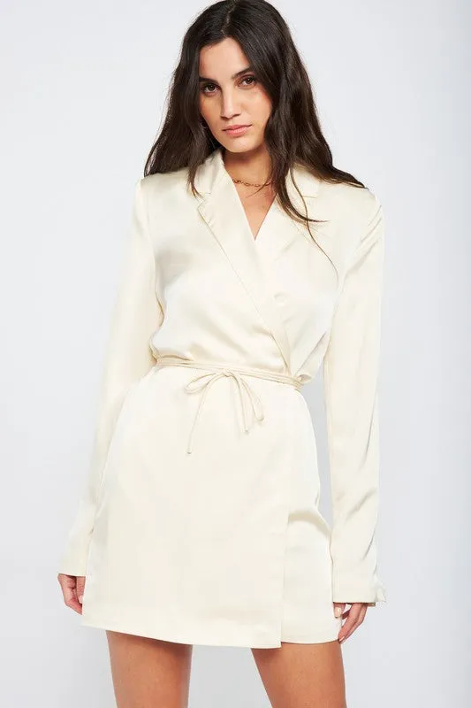 Satin WRAPPED BLAZER MINI DRESS