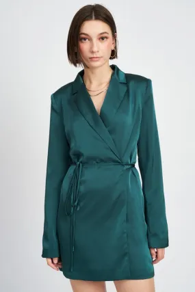 Satin WRAPPED BLAZER MINI DRESS