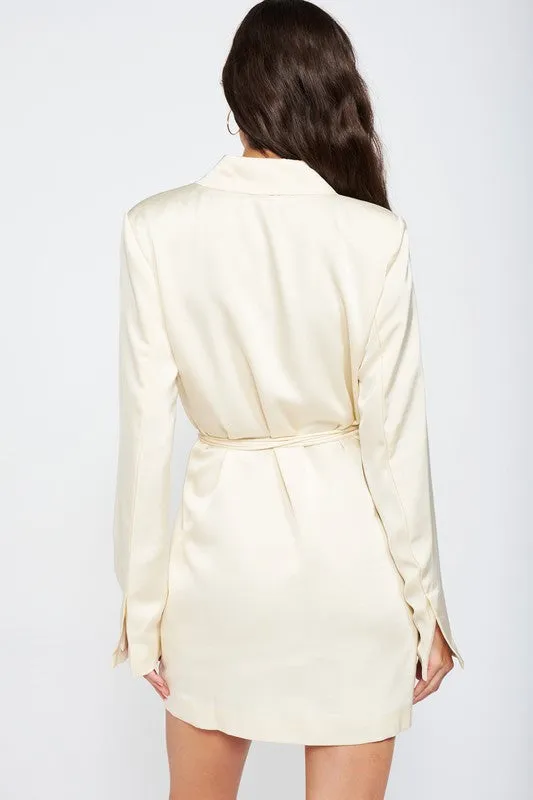 Satin WRAPPED BLAZER MINI DRESS