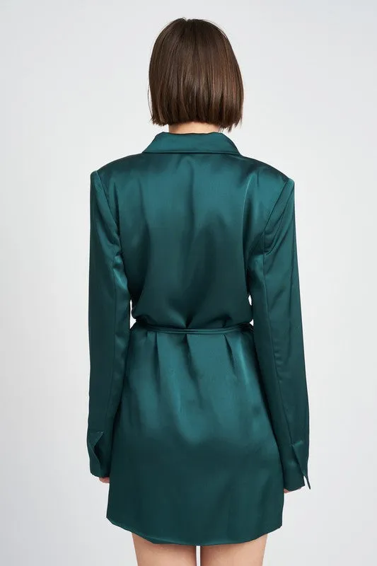 Satin WRAPPED BLAZER MINI DRESS